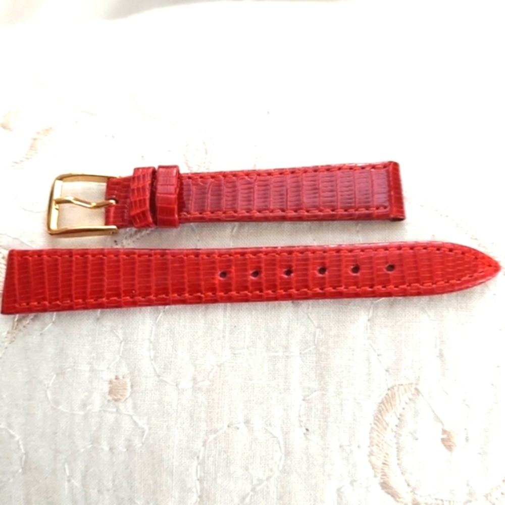 Town & Country Vintage Genuine Leather Lizard Skin Red Watch Strap Band 14 R